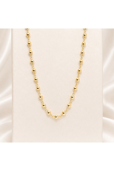 Çelik Kolye 14K Altın Renginde Top Zincir Model 60 Cm