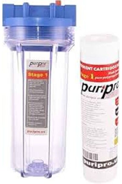 Generic transparent water filter with blue head – 3/4 inch inlet and outlet –...