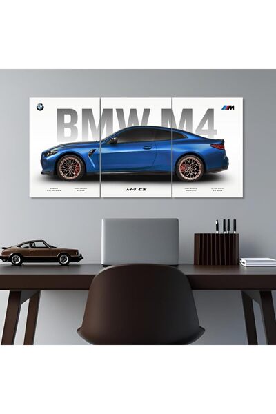 HOME MODE BMW M4 CS 3 Panel Canvas Wall Art | 30x40 Inches Gallery Wrapped | ...