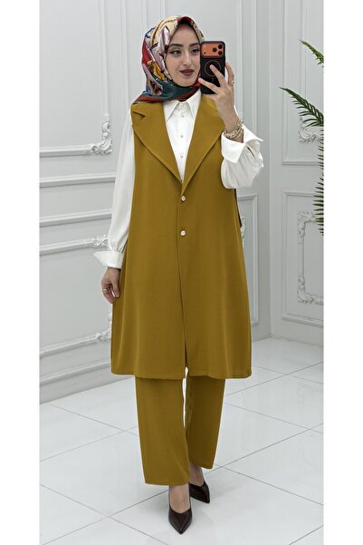 markadeneme56 Sofia Vest Set Mustard