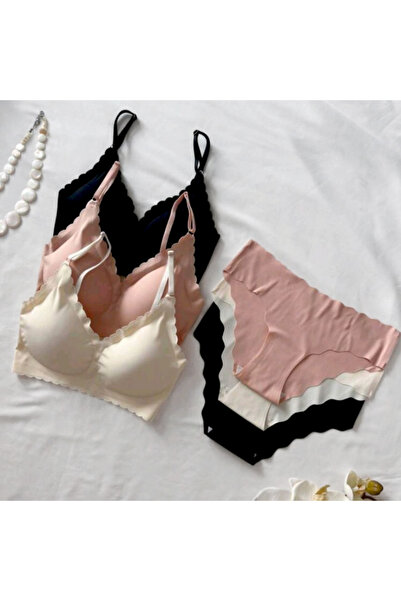 foxes.ro Set 2 piese lenjerie fără cusături, confortabil și elastic, crem