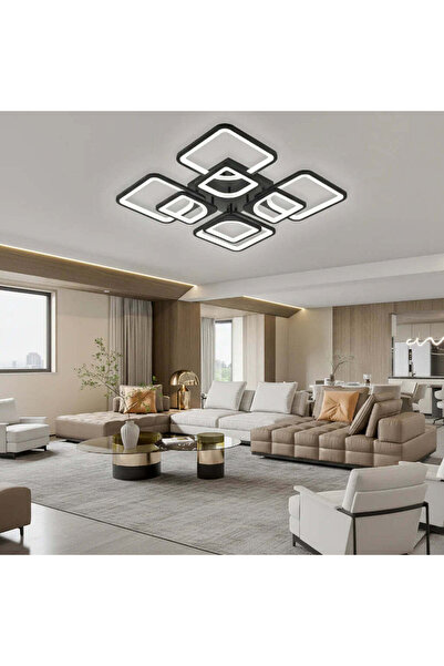 OEM Lustra LED cu telecomanda ZOE, 8 Patrate, 130W, Lumina Rece/Calda/Neutra,...