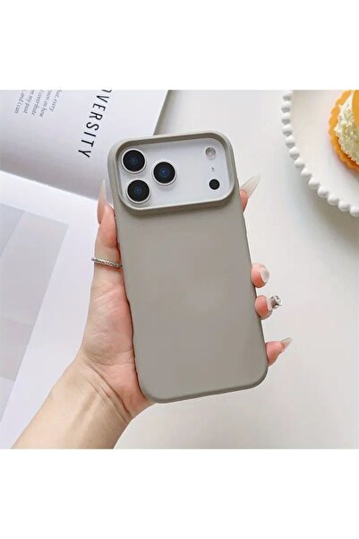 daystar İphone 17 Pro Max ile Uyumlu İçi Kadifeli Yumuşak Dokulu Lansman Gri Telefon Kılıfı