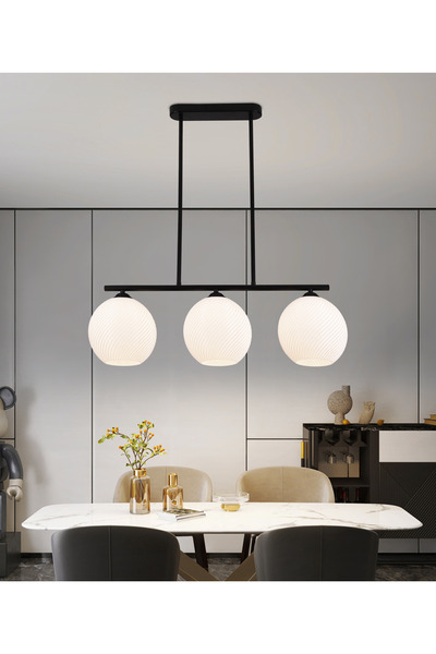 OEM Κρεμαστός πολυέλαιος LM520/3BK, 3XE27, 59*20*25, Μαύρο, Λευκό, Σίδερο, Πλ...