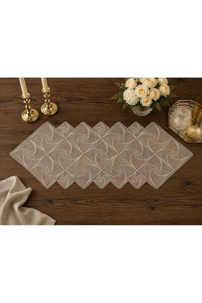 Lena Maison Zambak Glittered Mink Lace Runner/Table-Console Cover 35X105 cm