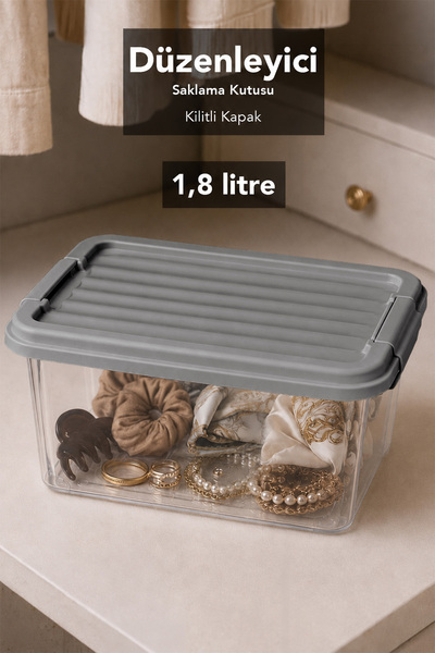 Meleni Home 1.8Lt Organizer with Locking Lid - Drawer Cabinet Organizer Makeu...