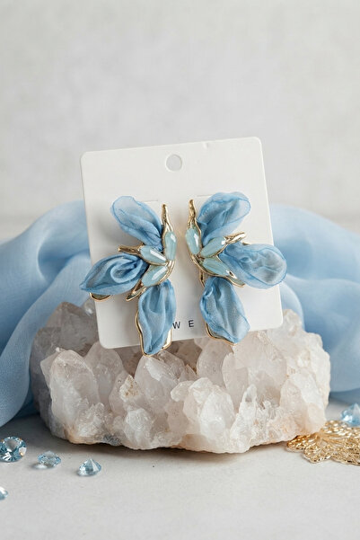 evimdeyokyok Blue Orchid Model Organza Earrings Tj-Bkp11983