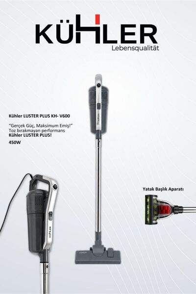 kühler Luster Plus KH-V600 Kablolu Dikey Süpürge | Güçlü Emiş Performansı | H...