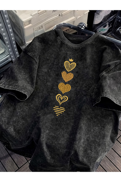 HOFFNUNG Unisex Oversize Vintage Washed Street Style Μόδα του δρόμου Βαμβακερ...