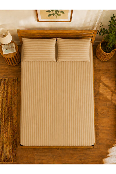 Erays Home Premium Striped Satin Fitted Sheet Set – Modern Elegance and Ultim...