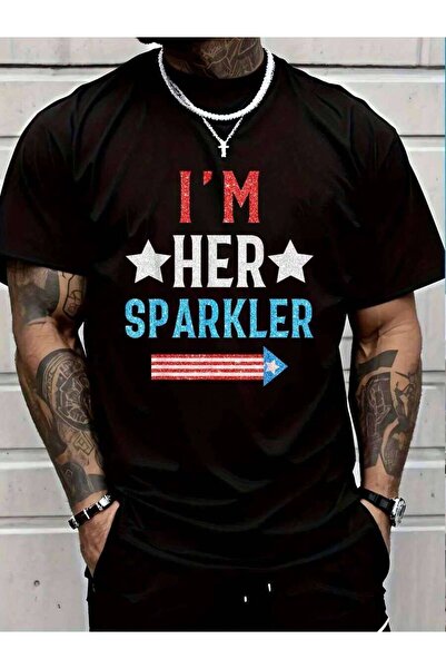 4Car تي شيرت قطني 100% بتصميم I'm Sparkler Cute للزوجين لمناسبة 4 يوليو، للنس...