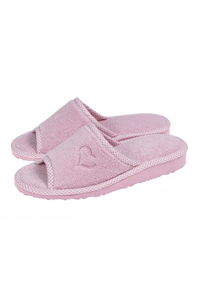 Amaryllis Slippers Γυναικεία ανοιχτή πετσετέ ροζ βαμβακερή ελληνική παντόφλα