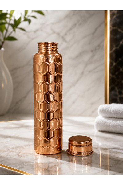 gulflower nude Bakır Matara 700 ML | Kalaylı | Spor & Yoga kamp piknik koşu için sağlıklı