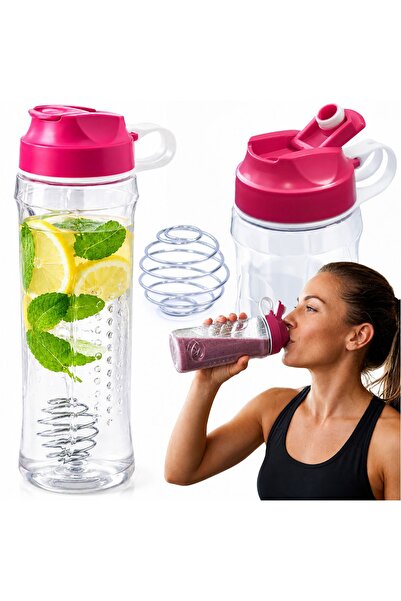 EDANTI Sticlă shaker cu clemă cu arc – Sticlă pentru ciclism, pentru școală, ...