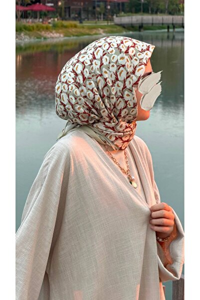 Qalortex Scarf وشاح قطني بنمط بيرا - لون الفستق