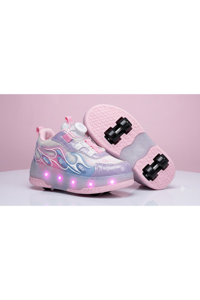 Tuğba Ortopedi 030 Ortopedik Kız Çocuk Lila Işıklı Tekerlekli Sneaker