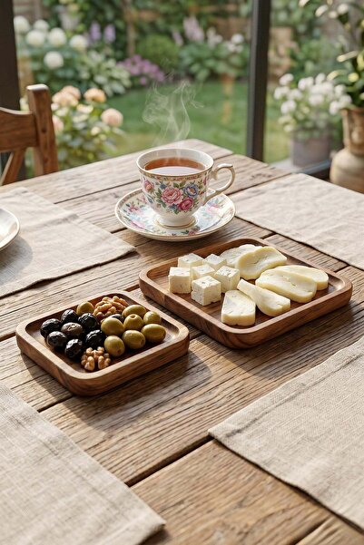 Cotto Home Quaro Kare 2 Adet Akasya Servis Tabağı Sunum Tabağı Kahvaltılık Çe...