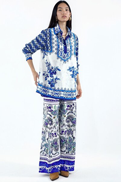 Hiccup Msn Floral Patterned Shirt and Wide-Legged Pants Set