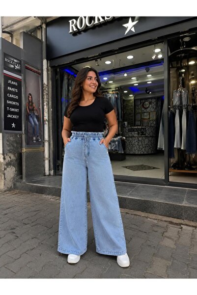 Rockstar BÜYÜK BEDEN,BELİ LASTİKLİ,BOL,GENİŞ PAÇA,RAHAT İNCE KOT PANTOLON