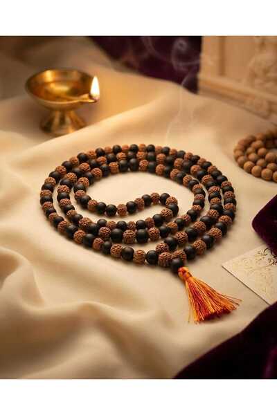 Generic Original 8MM Karungali + Rudraksha Mala (108 Beads) – Lab Certified