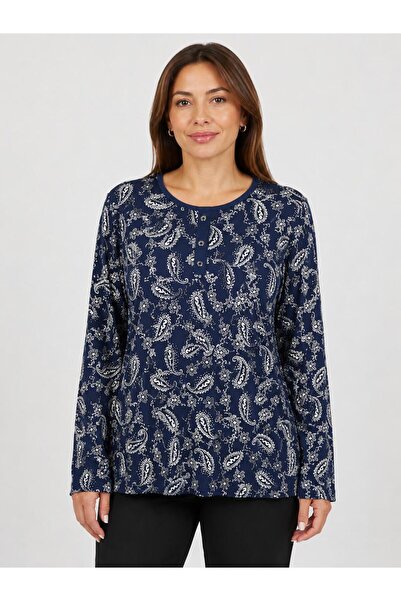 NECO GİYİM Women's Patterned Lycra Mother Combed Cotton Blouse
