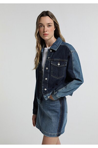 Colin's Oversize Fit Buttoned Unlined Women's Dark Indigo Denim Jacket