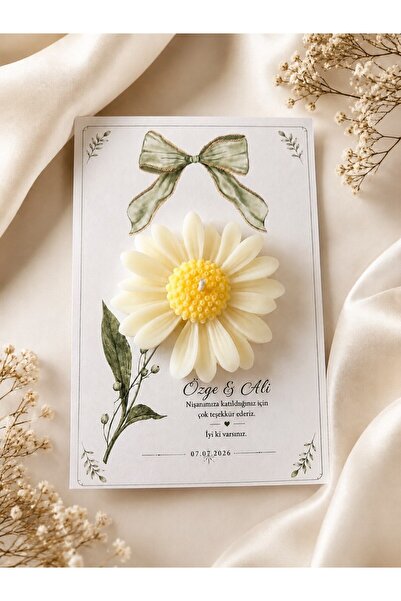 Trideka Design Kişiye Özel Papatya Mum Hediyelik-Nişan,Söz ve Nikah Hatırası ...