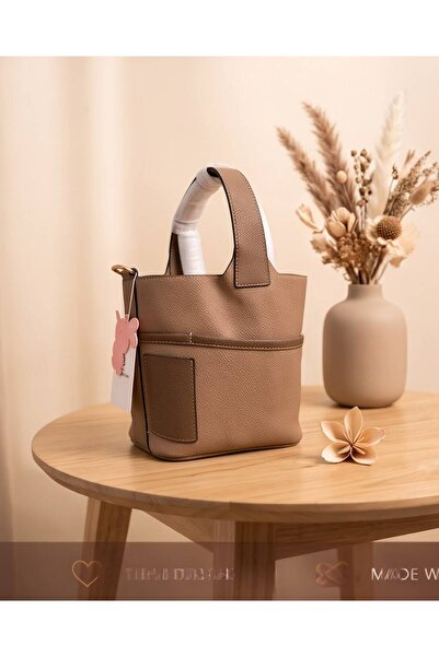 House of Little Bunny Flower Bucket Pocket Handbag – Taupe