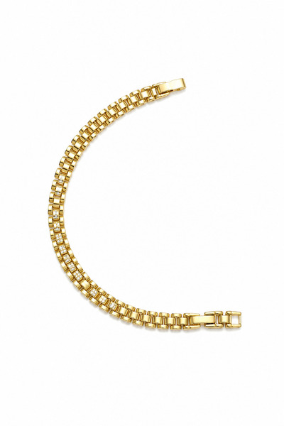 Balenbi Jewelry Üç Sıralı Kutu Zincir Zirkon Taş Detaylı Kadın Bileklik 14K G...