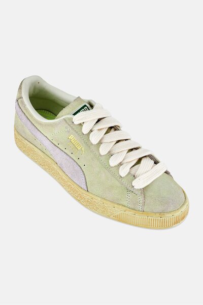 Puma x Select Men Suede Faded Lace Up Tennis Shoes, Lime Green