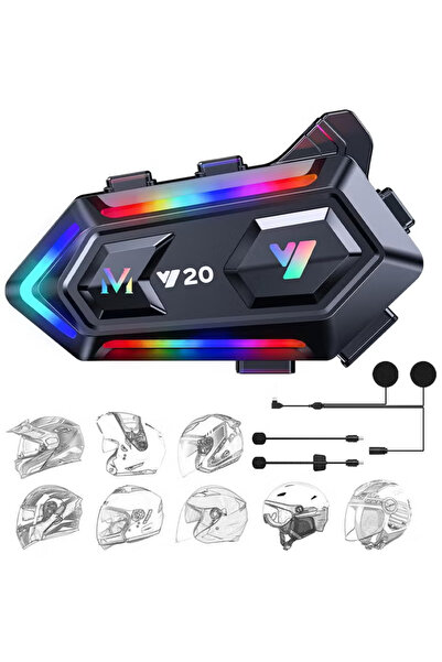ZONBON سماعات رأس للدراجات النارية مع 16 نوعًا من أضواء RGB المبهرة، عمر بطار...