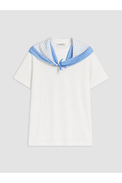 LC Waikiki White Shawl Detailed Cotton Women's T-Shirt