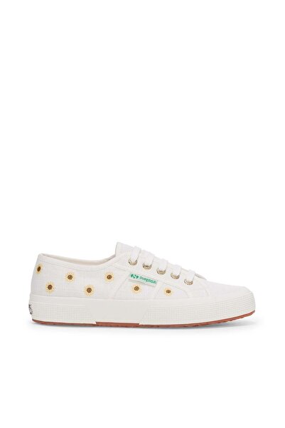 Superga 2750 Embroidery Linen Sunflower Kadın Beyaz Bileksiz Sneaker
