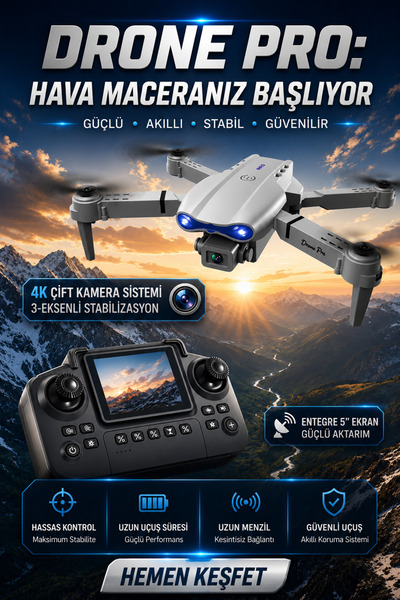 VELLİNE Drone R-09s Ekranlı Kumanda Yüksek Kalite Oto İniş Kalkış Destekli Ka...