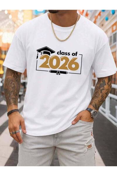 29CUN Men'S T-Shirt In White The Class Of 2026 Graduation, An Excellent Styli...