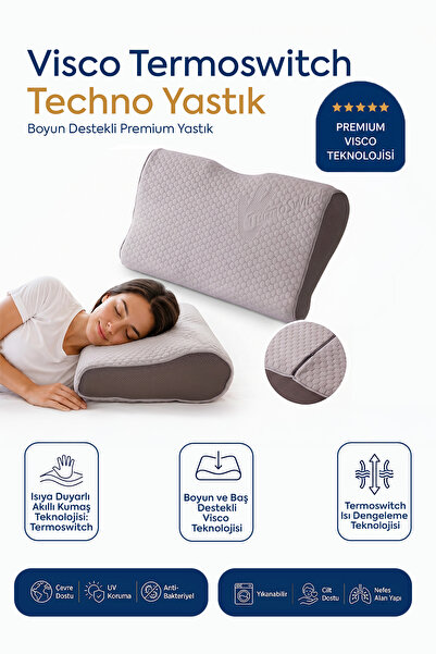 Homedius Visco Termoswitch Techno Boyun Destekli Premium Visco Yastık 54x30 cm