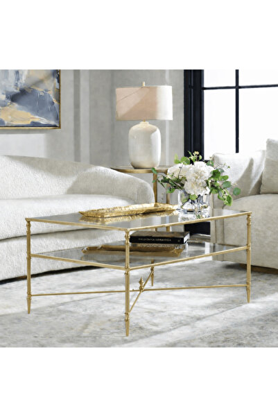 UTTERMOST طاولة قهوة مستطيلة الشكل من هينزلر، 95 سم عرض × 49 سم ارتفاع × 71 س...