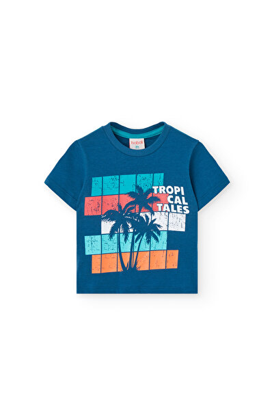 Boboli Παιδική Κοντομάνικη Μπλούζα Μπλε Με Μοτίβο- -