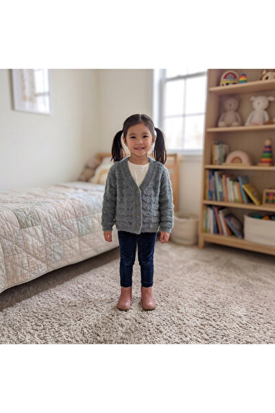 CUBBUX Girls' Soft Plush Cardigan - Buttoned Warm Children's Jacket