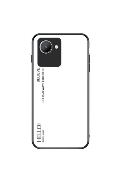 OEM Θήκη TPU Σιλικόνης με Γυάλινη Πλάτη για Realme C30 4G - Λευκό