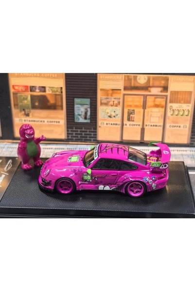 Modelcollect Model Collect 1:64 Porsche Rwb 993 High Wing Roxy Livery + Figure
