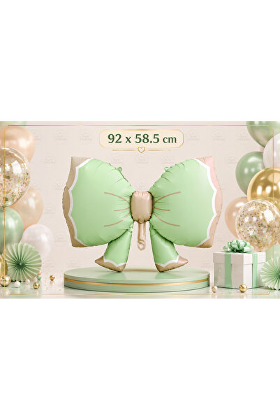 Parti Dükkanı Retro Green Bow Foil Balloon 92 X 58.5 cm Helium Compatible Bir...