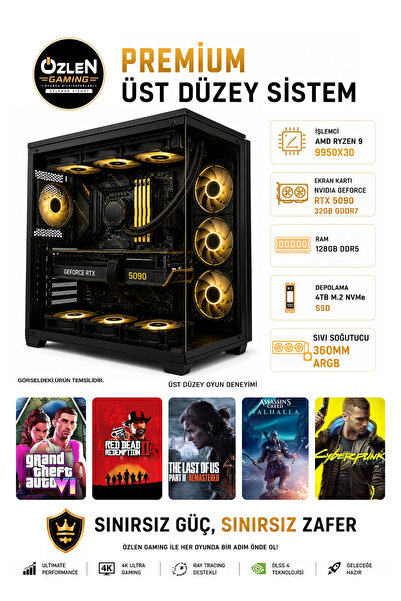 ÖZLEN PREMİUM RYZEN 9 9950X3D RTX 5090 32GB 128GB DDR5 RAM 4TB M.2 SSD Üst Se...