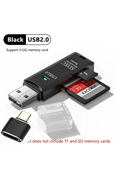 Choice35 Black2.0 Type-C3.0 2-in-1 Multi Functional USB 3.0 Card ReaderMiniSD...