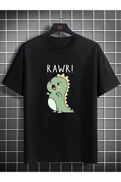 29CUN تي شيرت بنمط ديناصور لطيف - "RAWR! " تي شيرت صيفي خفيف الوزن مطبوع، بيا...