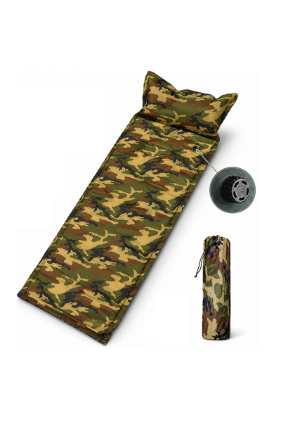 Generic Brand Saltea gonflabila camping cu perna integrata, 180 x 60 cm, army