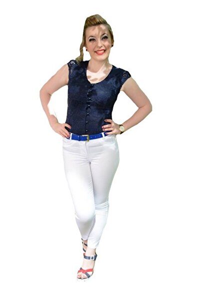 OEM Pantalon de vara in tendinte, nuanta alba, croi mulat pe picior