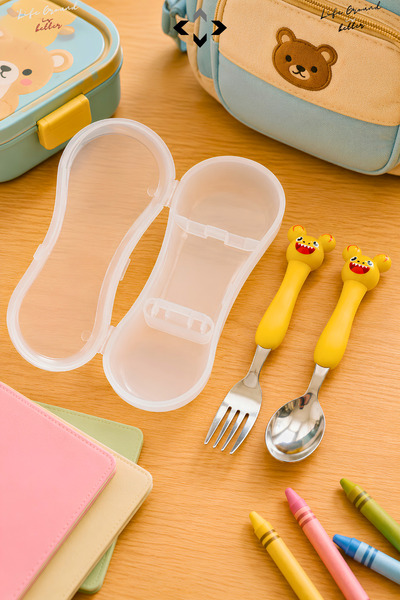 LİGROUND Boxed 3D Figured Children's Fork Spoon Set Stainless Steel Ergonomic...