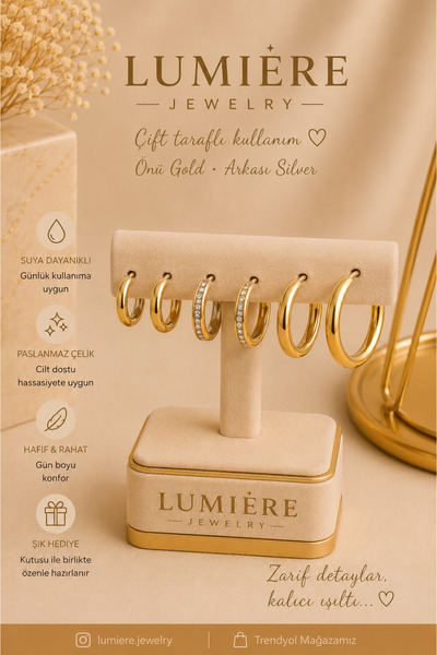 LUMİERE JEWELRY 316L ÇELİK SALLANTILI KÜPE SET