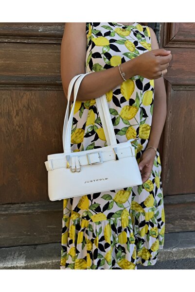 Just Polo حقيبة يد نسائية أنيقة مع حزام ذهبي اللون، مقاس: 14 × 30 سم